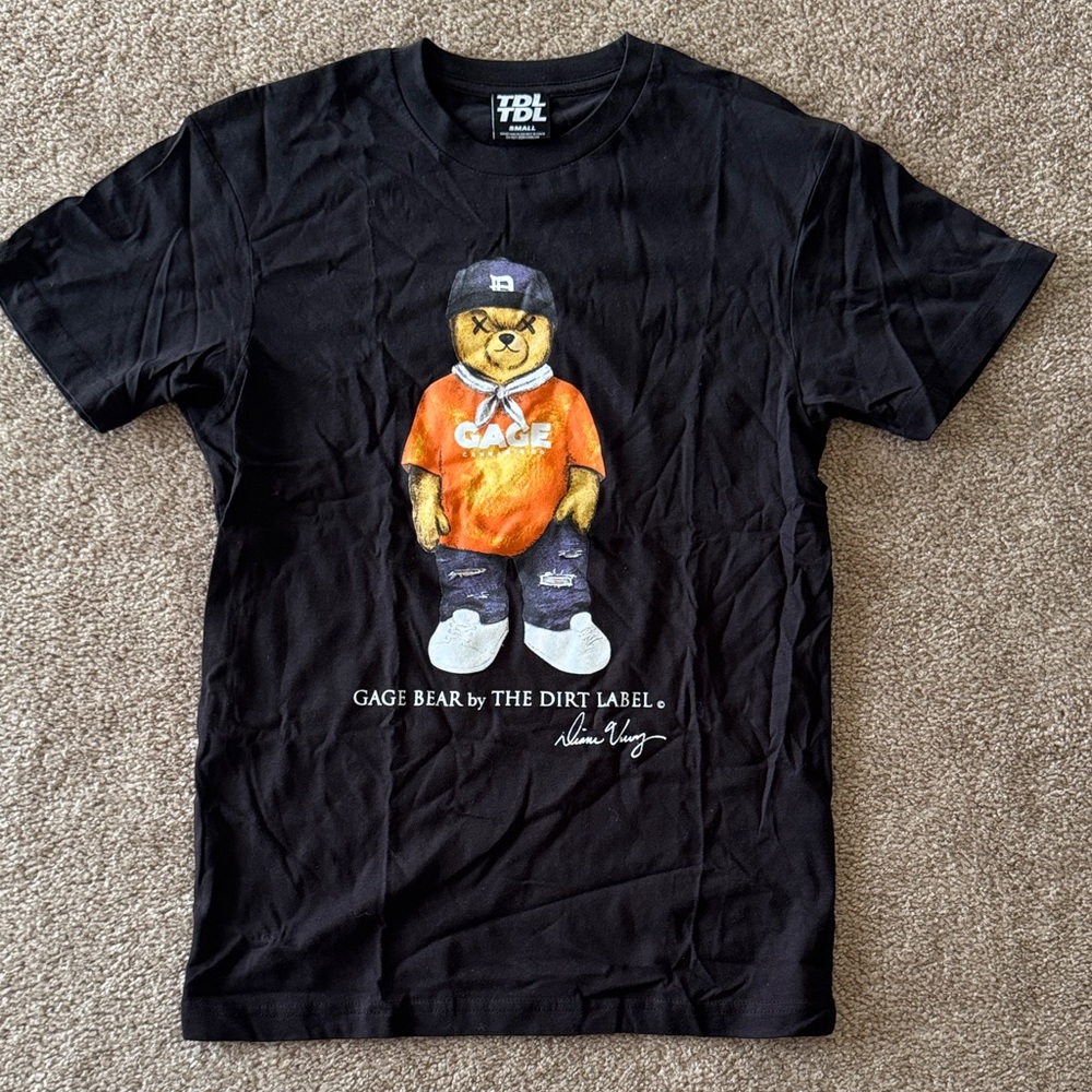The Dirt Label Gage Bear Graphic Tee - Black NWOT